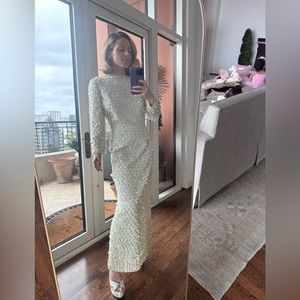 Vintage Sequined White Wiggle Gown Dress 1960’s